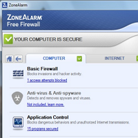ZoneAlarm Free 10.2.074.000 kezelőfelület